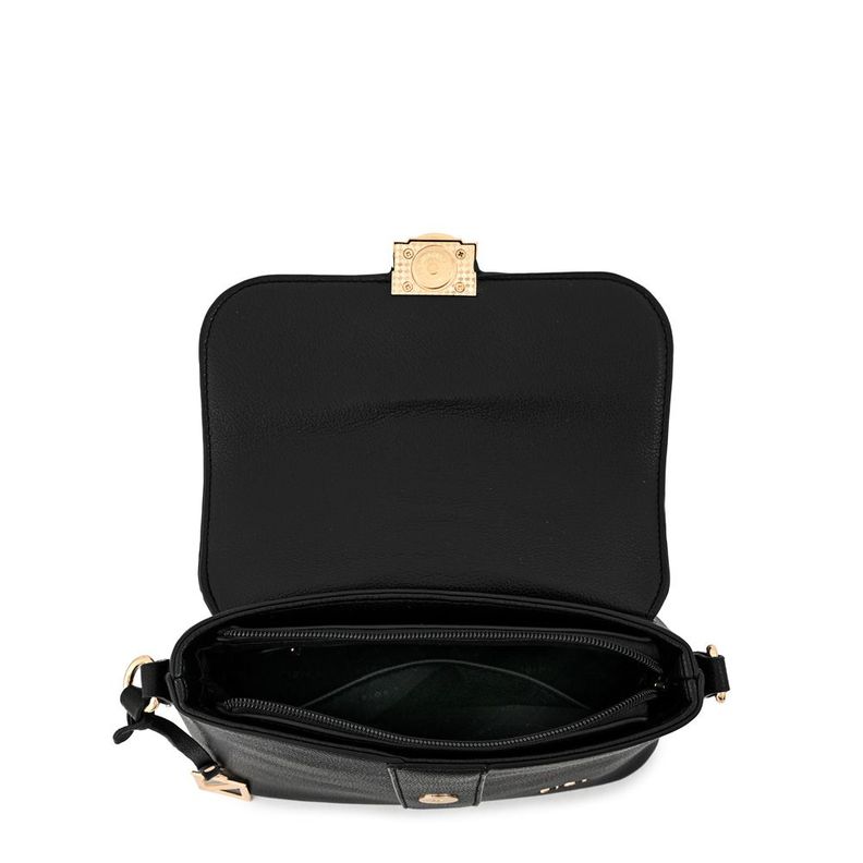 Cartera bandolera con tapa mediana creta negro-3