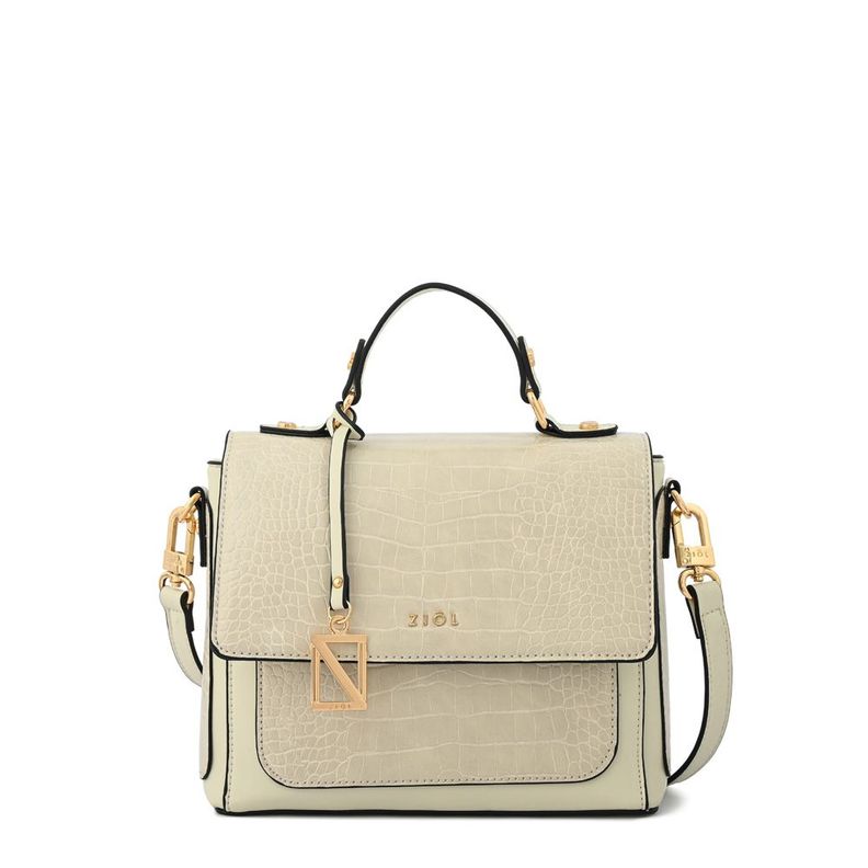 Cartera bandolera con tapa mediana ariana blanco crudo-0