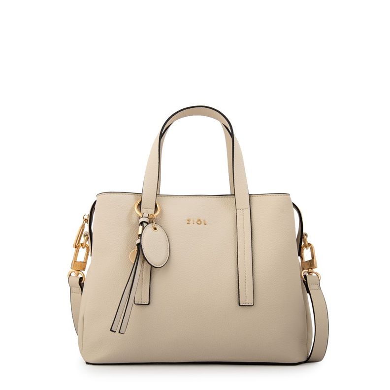 Cartera tote tres divisiones aurora mediana blanco crudo Ziol