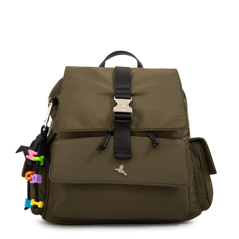Mochila con tapa melania mediana verde oliva Verde Olivo