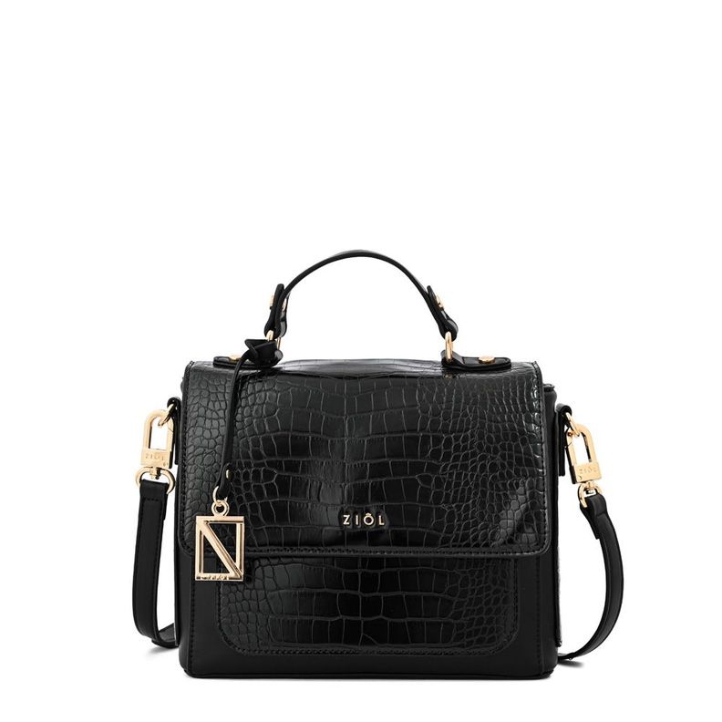 Cartera bandolera con tapa mediana ariana negro-0