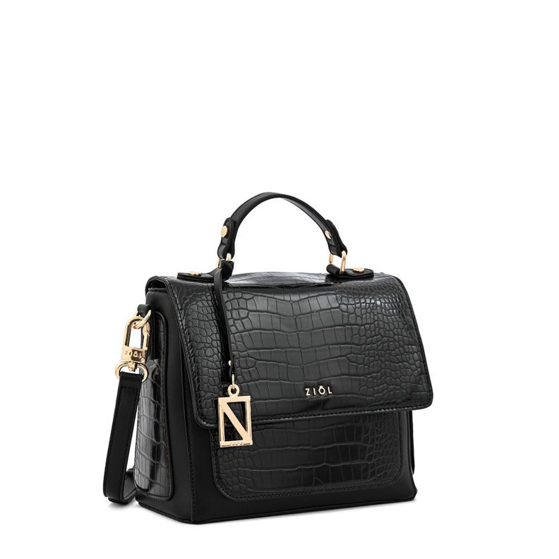 Cartera bandolera con tapa mediana ariana negro-1