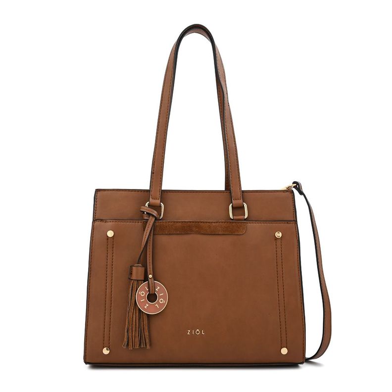 Cartera dos asas tres divisiones mediana inisa café-0