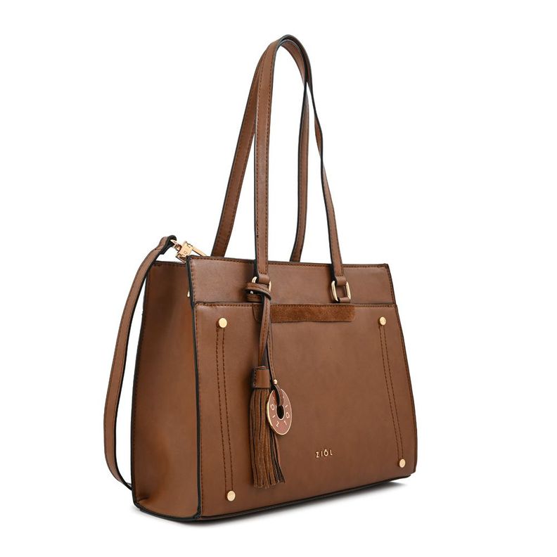 Cartera dos asas tres divisiones mediana inisa café-1