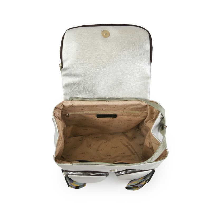 Mochila con tapa mediana colinne plateado-3