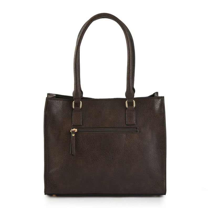 Cartera dos asas tres divisiones mediana milena café oscuro-2