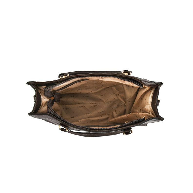 Cartera dos asas tres divisiones mediana milena café oscuro-3