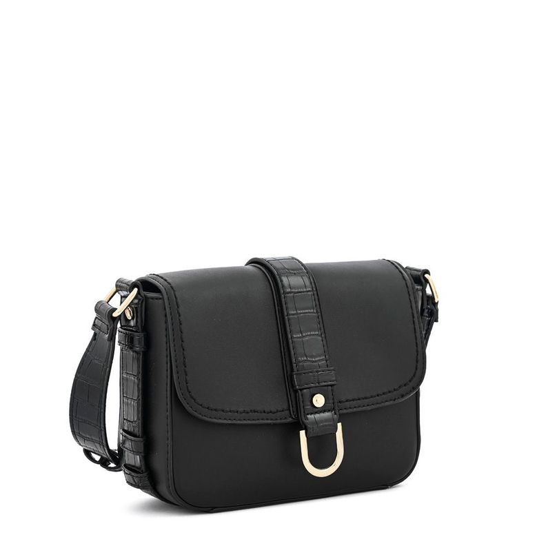 Cartera bandolera con tapa pequeña federica negro-1
