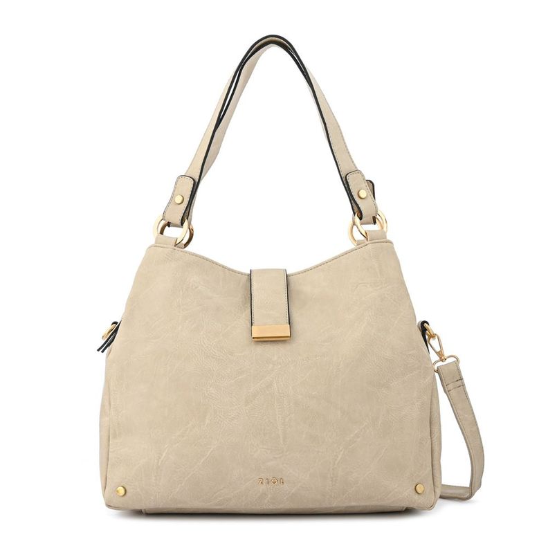 Cartera dos asas tres divisiones mediana alida blanco crudo-0