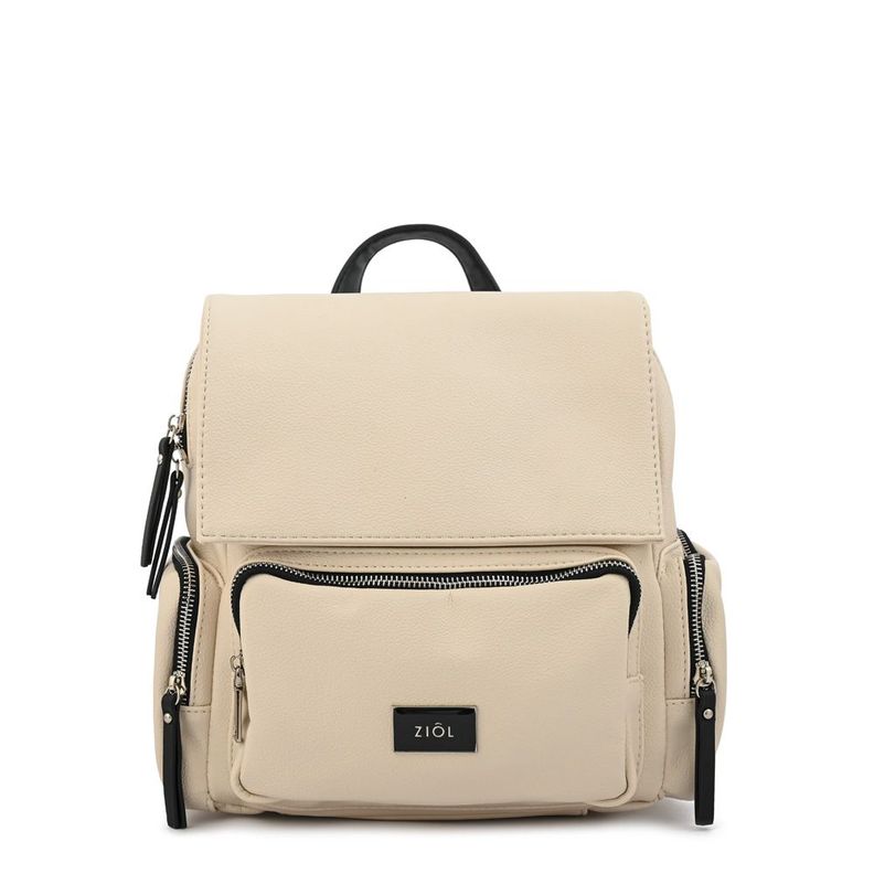 Mochila con tapa pequeña mila blanco crudo-0