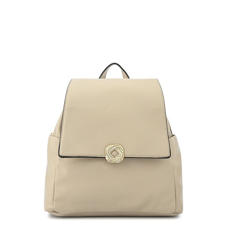 Mochila con tapa agata mediana beige
