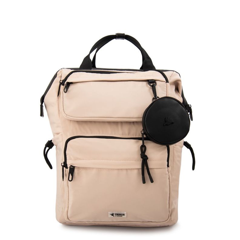 Mochila con colgante pilar grande beige