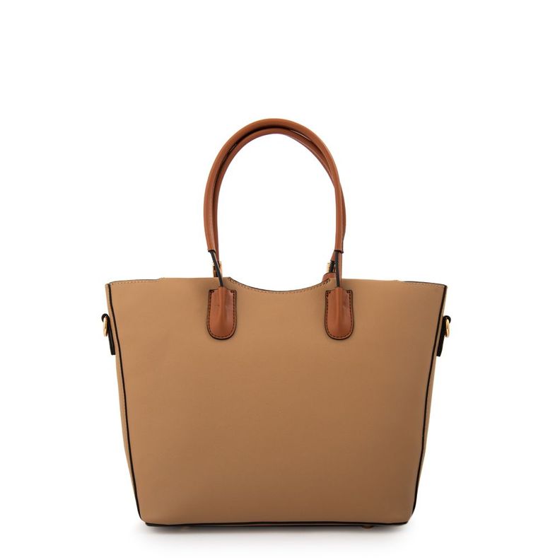 Cartera tote mandela grande beige oscuro Ziol | Paris.cl