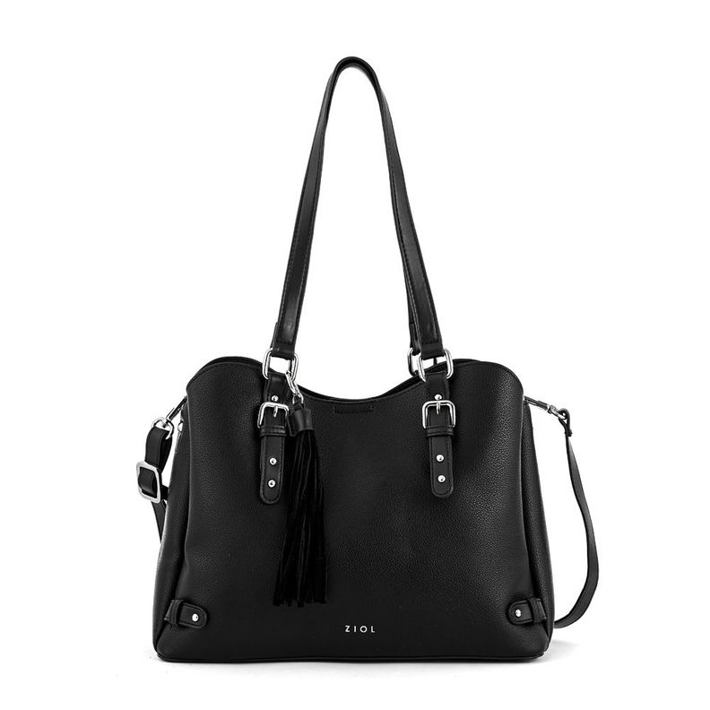 Cartera dos asas tres divisiones grande malva negro-0