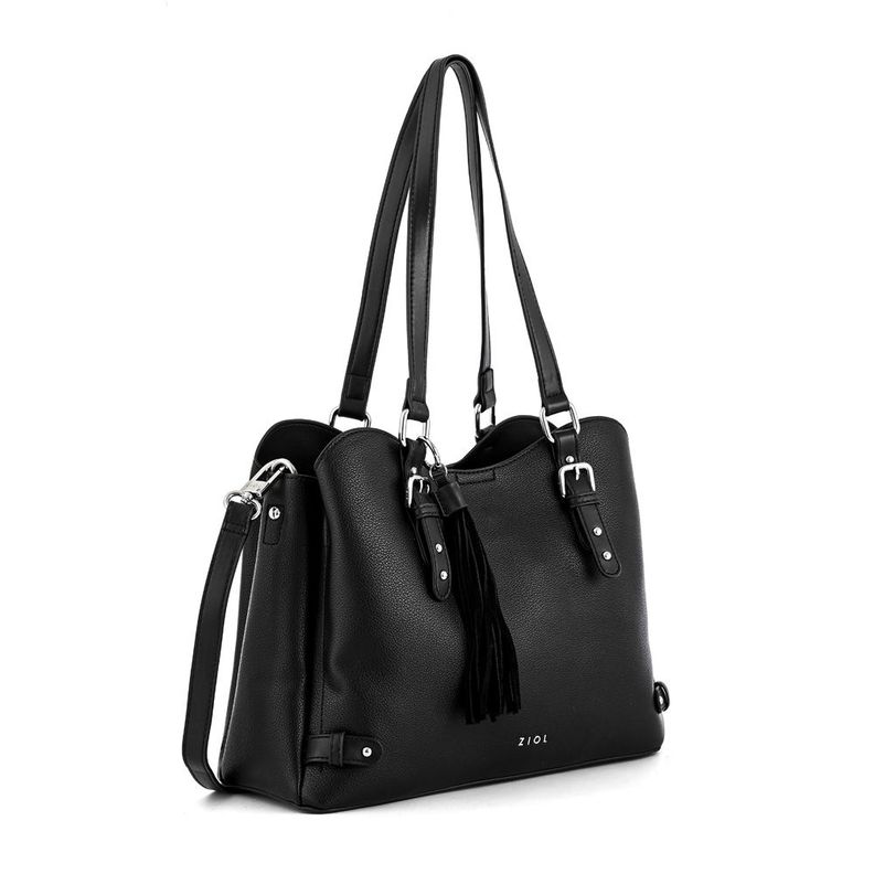 Cartera dos asas tres divisiones grande malva negro-1