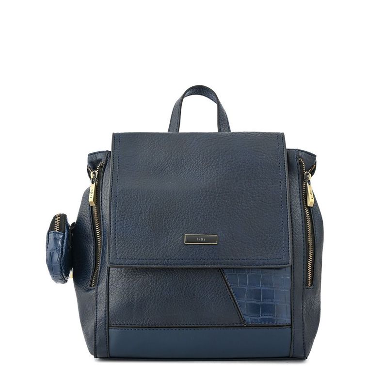 Mochila con tapa sira mediana azul oscuro