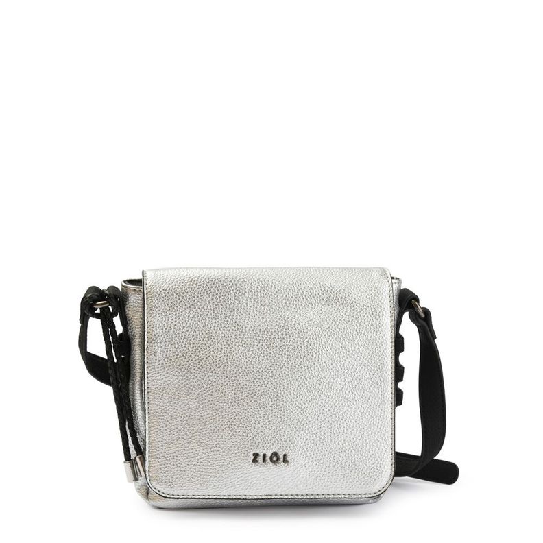 Cartera bandolera con tapa pequeña melchy plateado oscuro-0