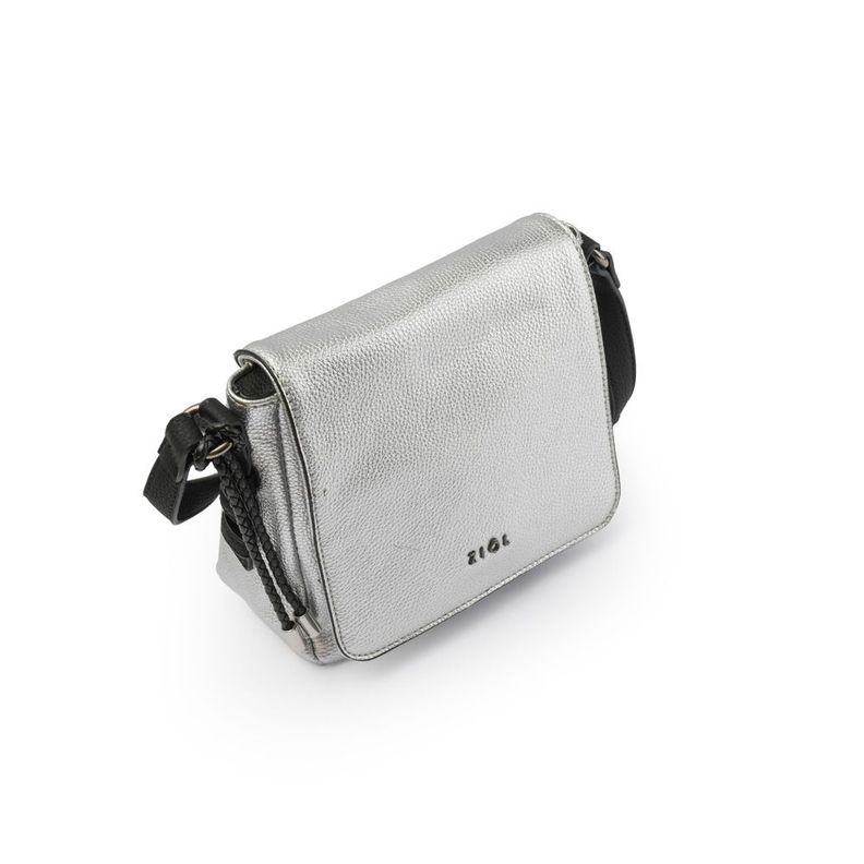 Cartera bandolera con tapa pequeña melchy plateado oscuro-2