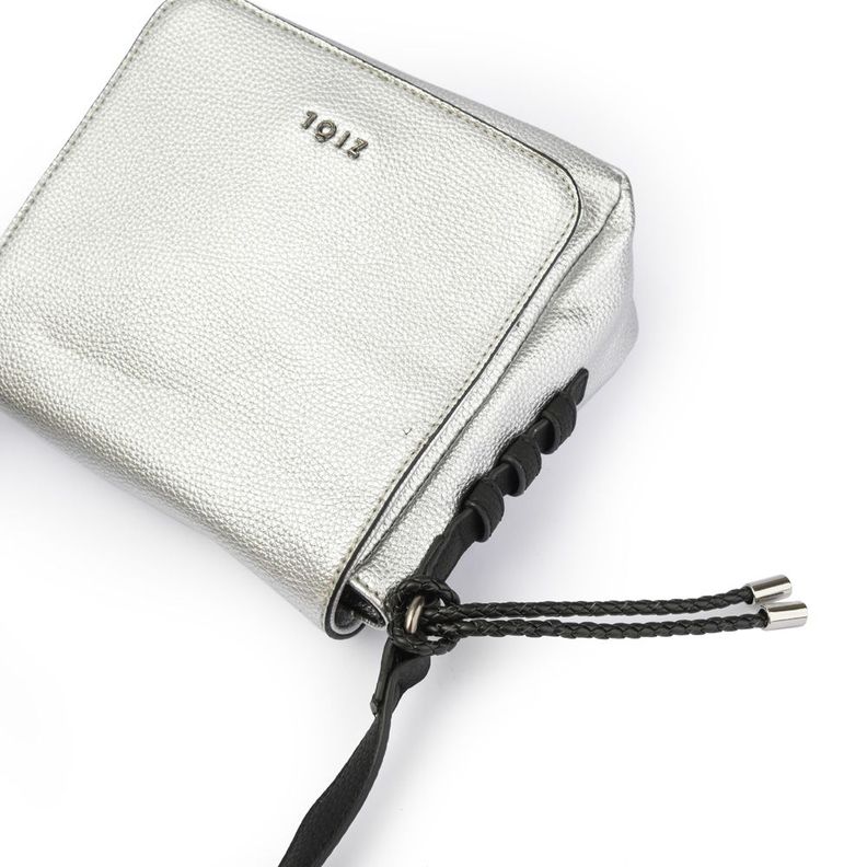 Cartera bandolera con tapa pequeña melchy plateado oscuro-3