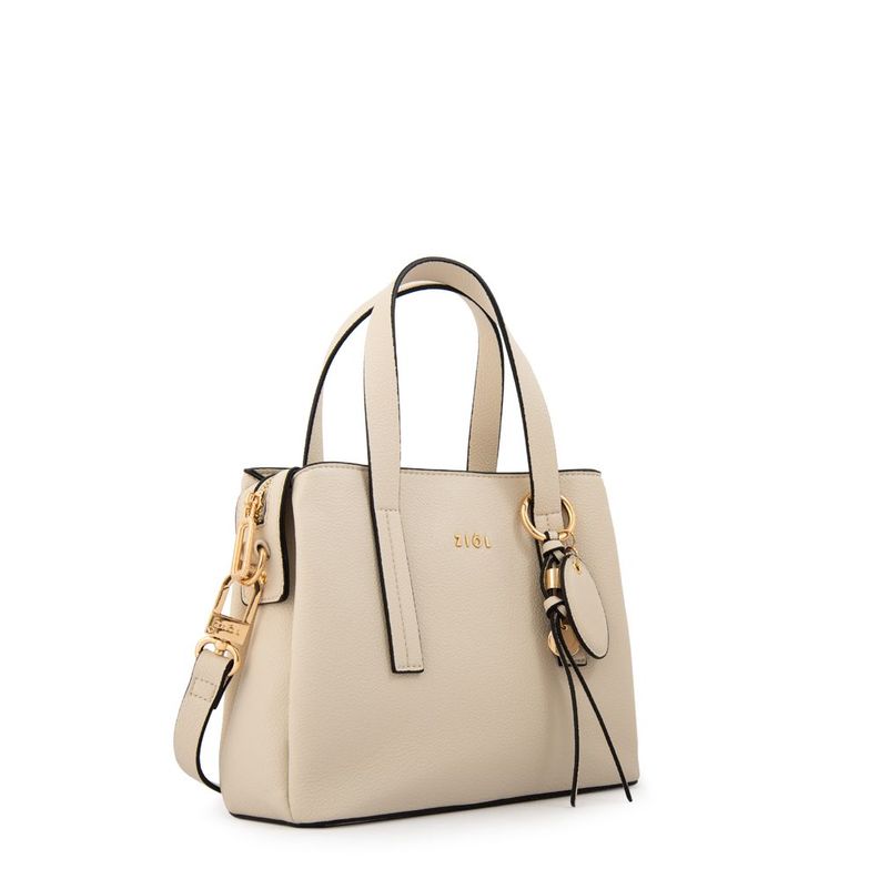 Cartera tote tres divisiones aurora mediana blanco crudo Ziol