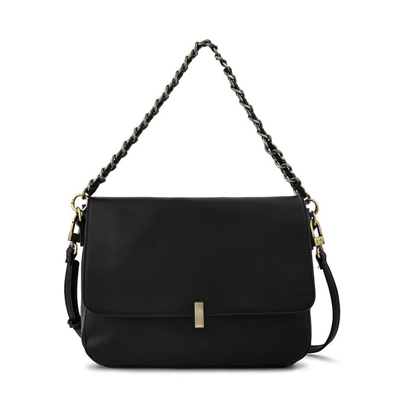 Cartera bandolera con tapa mediana doris negro-0