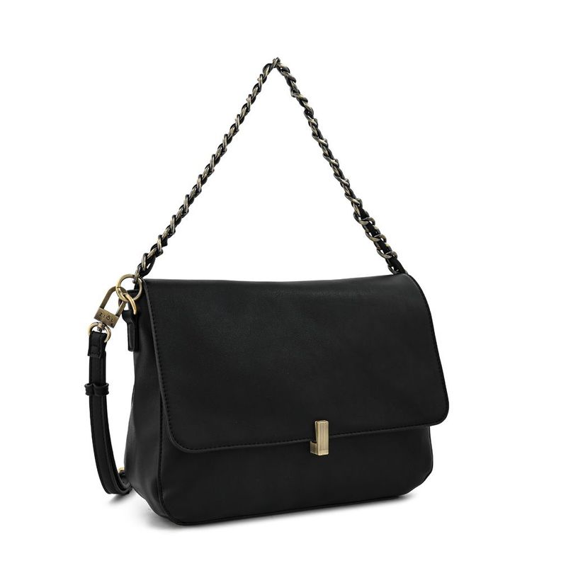 Cartera bandolera con tapa mediana doris negro-1