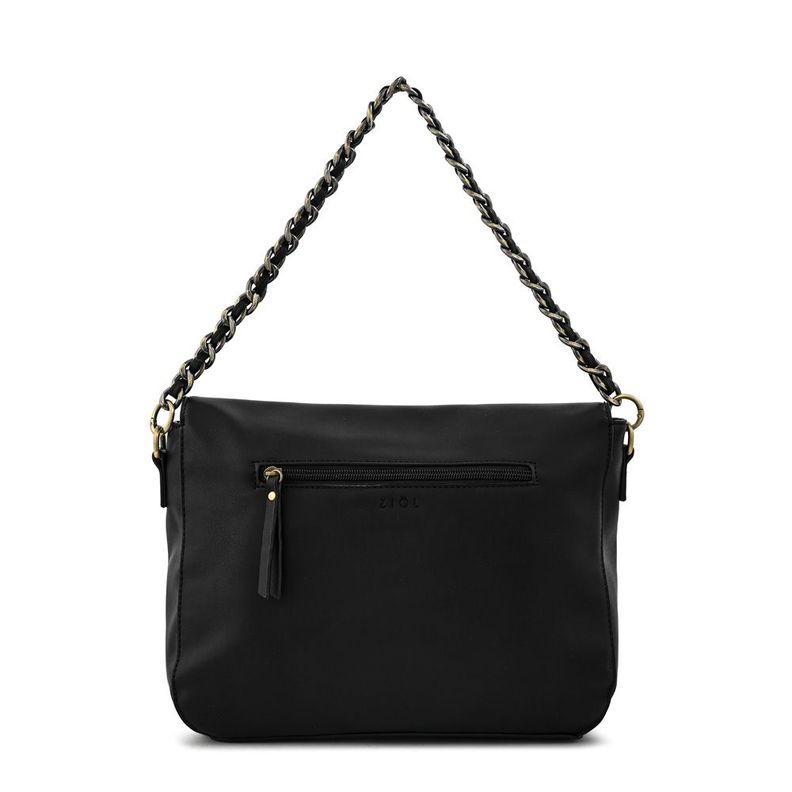 Cartera bandolera con tapa mediana doris negro-2