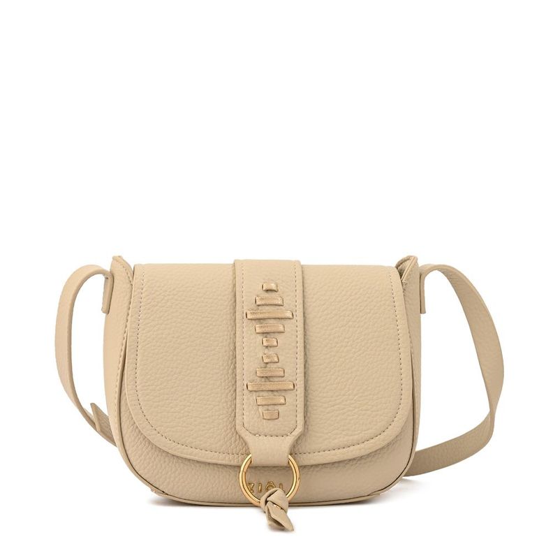 Cartera bandolera con tapa tyra mediana blanco crudo