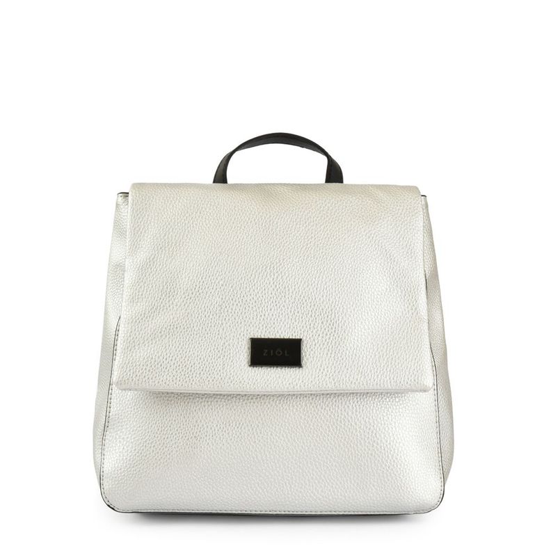 Mochila con tapa mediana charlize plateado-0