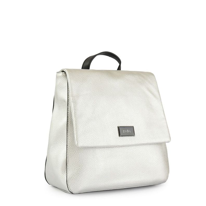 Mochila con tapa mediana charlize plateado-1