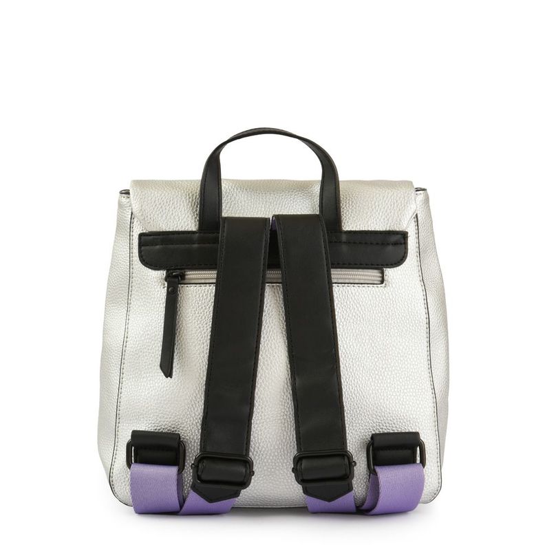 Mochila con tapa mediana charlize plateado-2