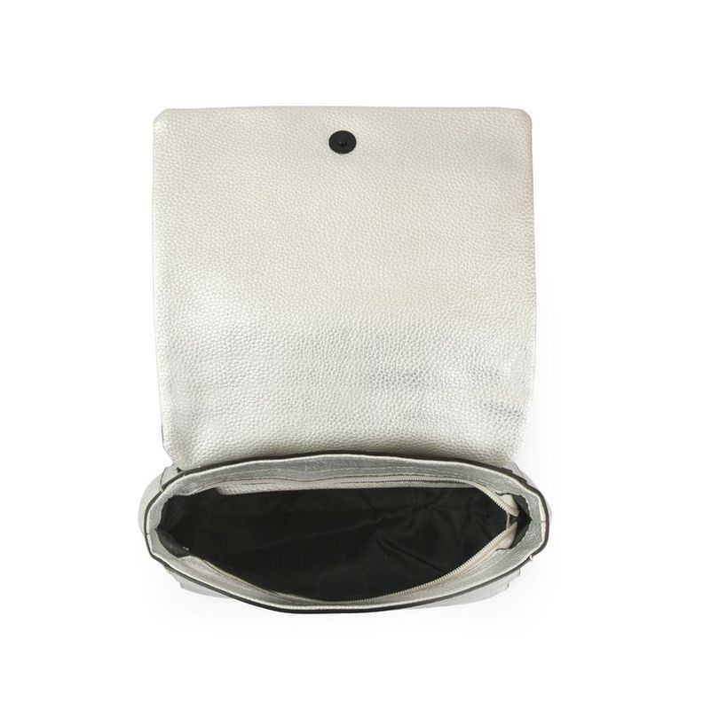 Mochila con tapa mediana charlize plateado-3