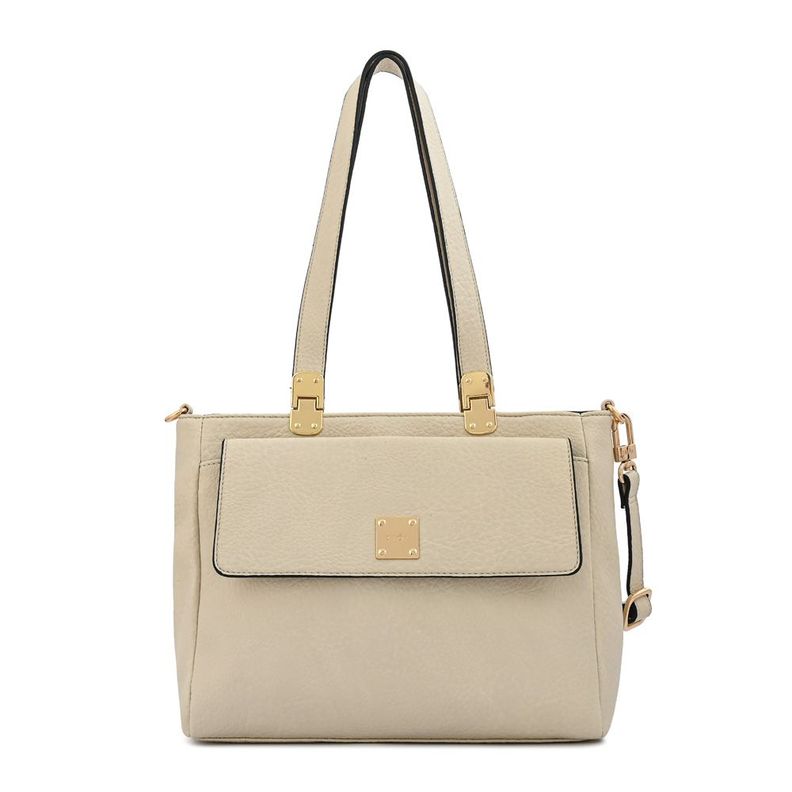 Cartera dos asas tres divisiones mediana jelena blanco crudo-0