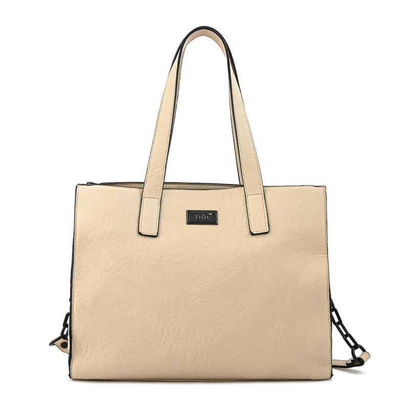 Cartera dos asas tres divisiones mediana nicki blanco crudo-0