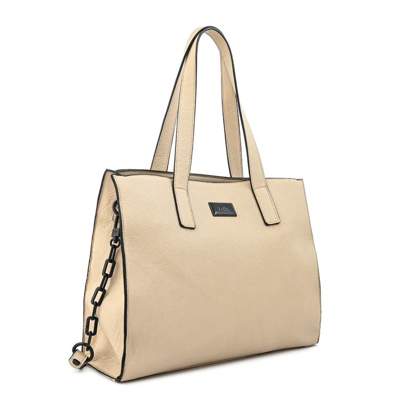 Cartera dos asas tres divisiones mediana nicki blanco crudo-1