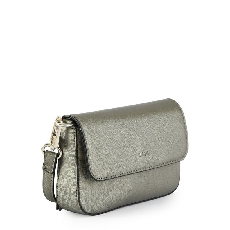 Cartera bandolera pequeña kallan plateado oscuro-1