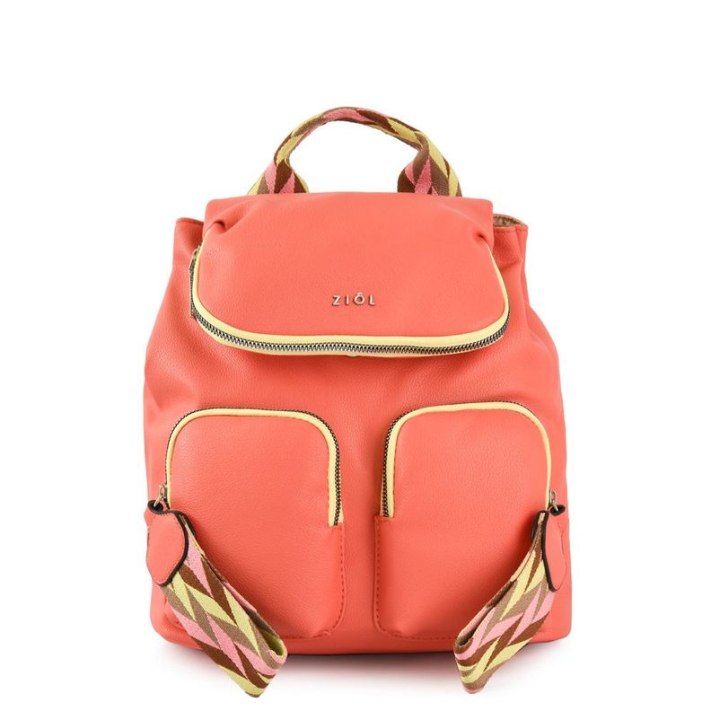 Mochila con tapa mediana colinne coral-0