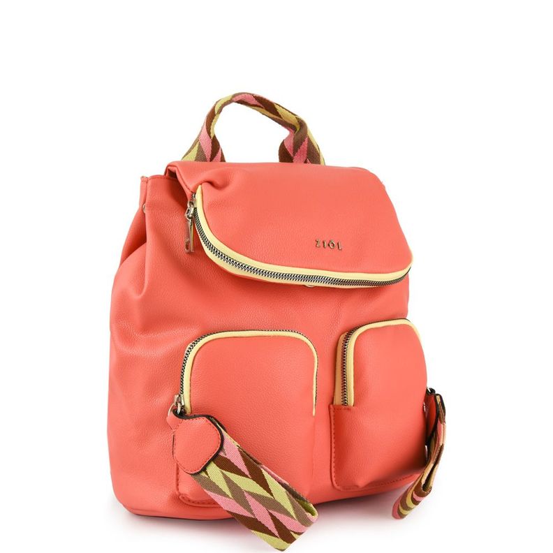 Mochila con tapa mediana colinne coral-1