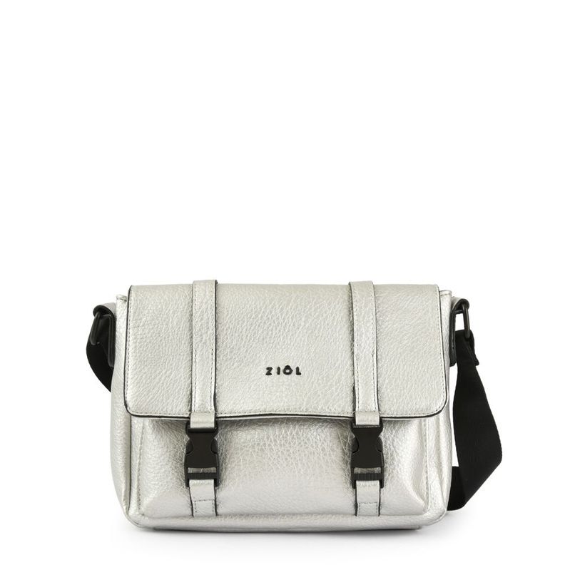 Cartera bandolera con tapa mediana blanchette plateado-0