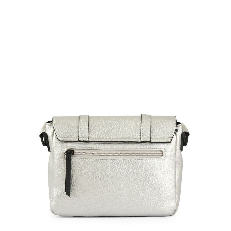 Cartera bandolera con tapa mediana blanchette plateado-2
