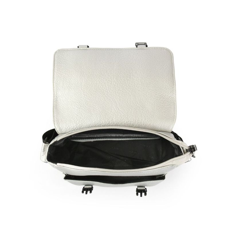 Cartera bandolera con tapa mediana blanchette plateado-3