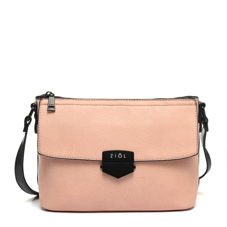 Cartera bandolera con tapa pequeña elara rosado claro-0