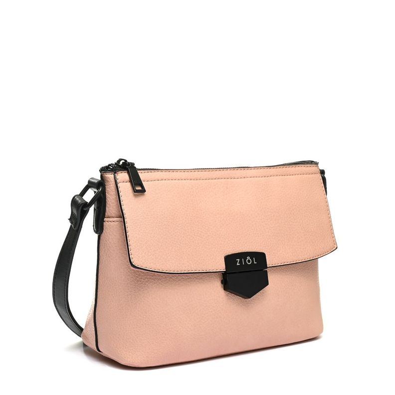 Cartera bandolera con tapa pequeña elara rosado claro-1