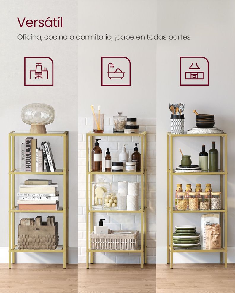 Estante de Vidrio Gold 4 Repisas Premium-3
