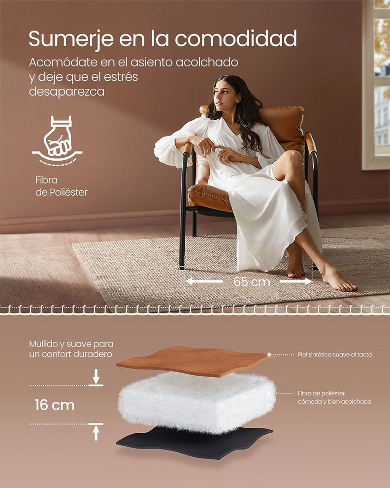 Sillón Ekho con brazos marrón-4