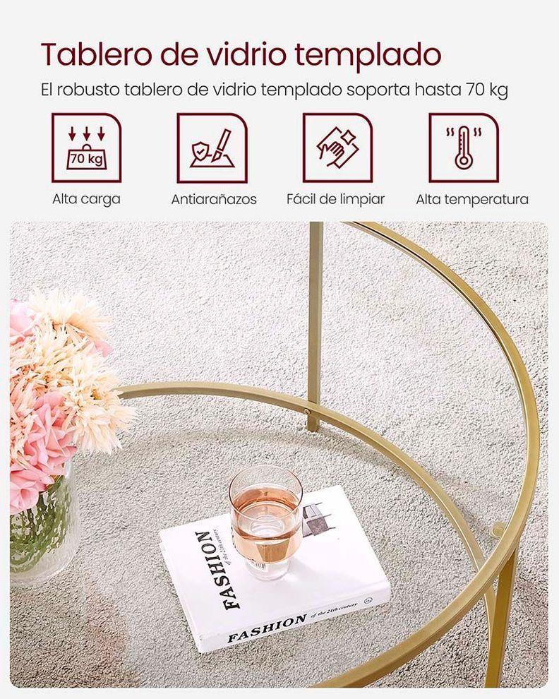 Mesa de centro vidrio Gold premium-3