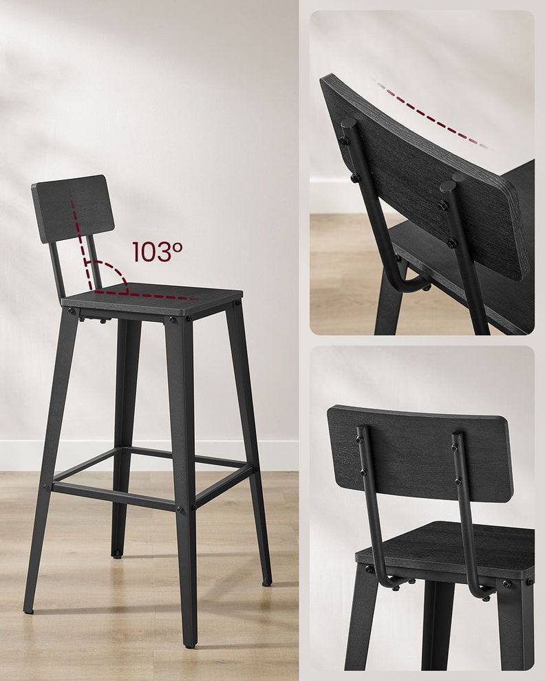 2 Taburetes Black con Respaldo Negro-3