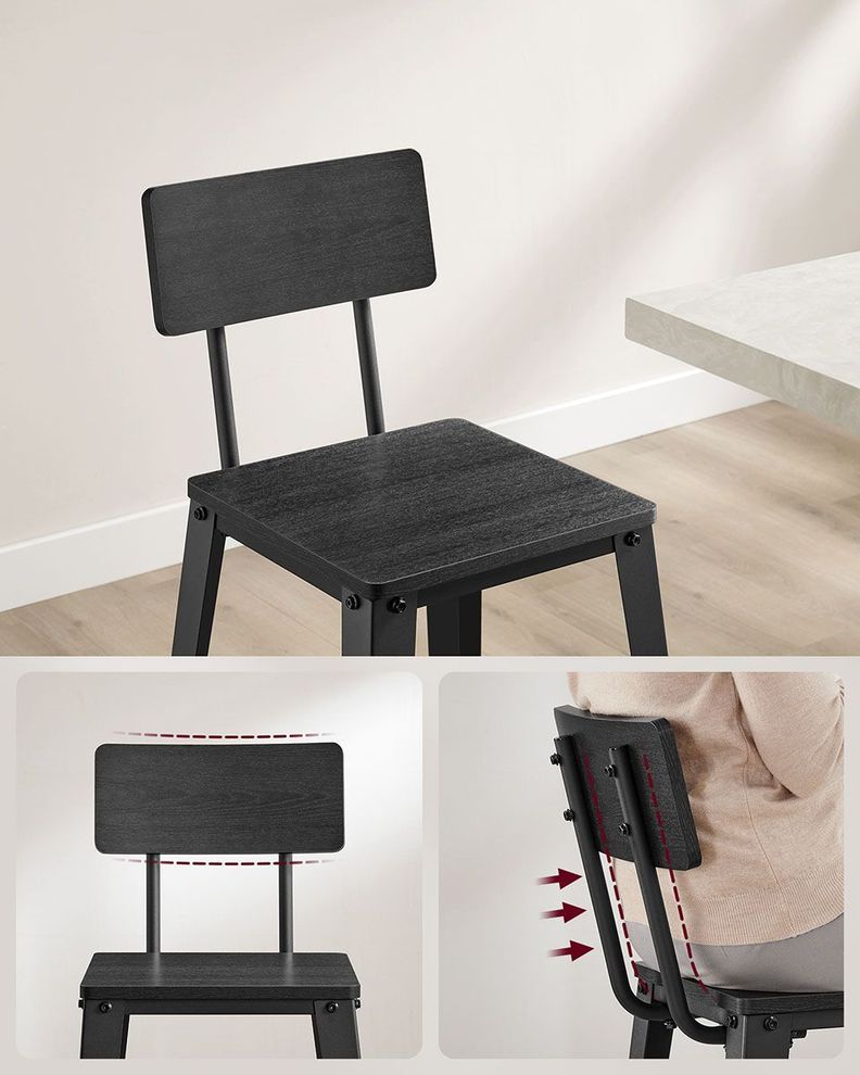 2 Taburetes Black con Respaldo Negro-4