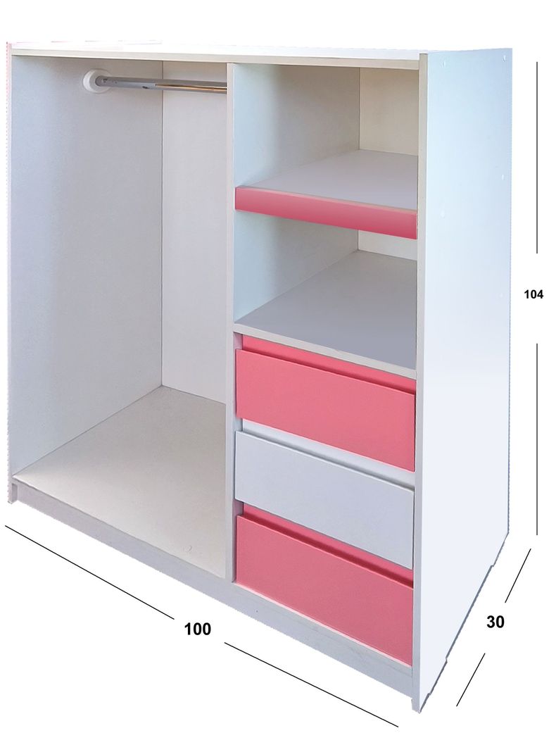 Mini Closet Montessori Minimal Rosado Blanco Rosado-3