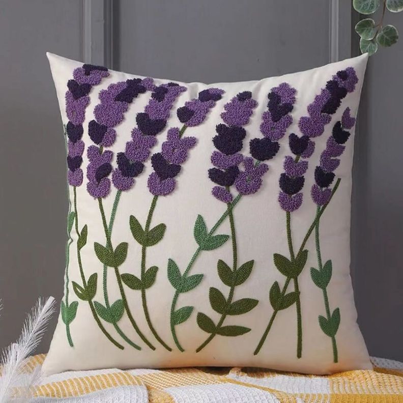 Set 2 cojines Bordados Lavanda Lila incuye Relleno-1
